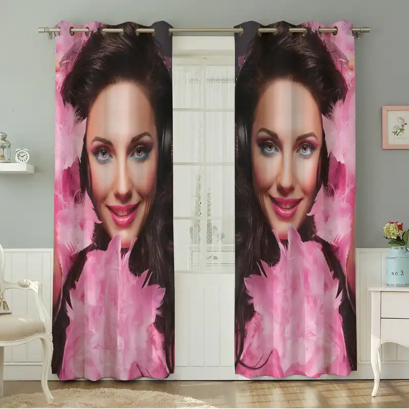 پرده نیروانا طرح چهره مدل مخمل کد 4974سایز 140×280 سانتی متر