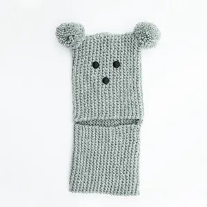 ست کلاه و شال گردن بافتنی بچگانه طرح خرس مدل P-6214