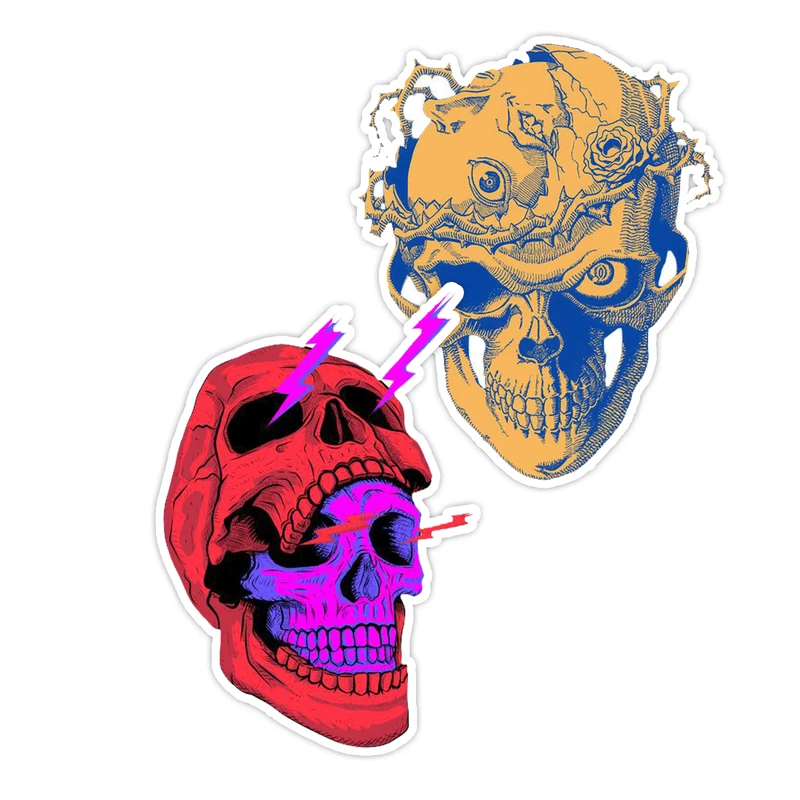 استیکر لپ تاپ و موبایل گوفی طرح جمجمه اسکلت مجموعه 2 عددی 