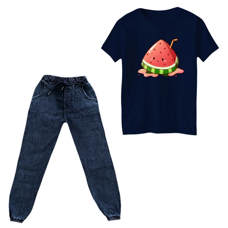 ست تی‌شرت و شلوار پسرانه مدل هندوانه یلدایی کد 52