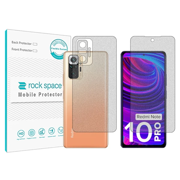 محافظ صفحه نمایش مات راک اسپیس مدل HyMTT مناسب برای گوشی موبایل شیائومی Redmi Note 10 Pro (India) به همراه محافظ پشت