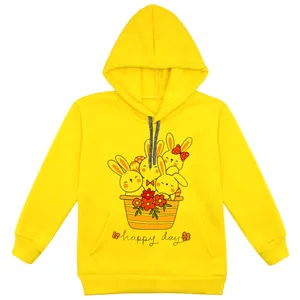 هودی دخترانه مدل سبد خرگوش ها کد F111 رنگ زرد