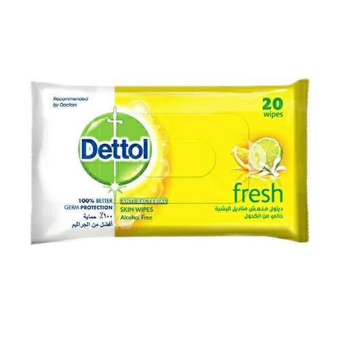 دستمال مرطوب دتول مدل fresh بسته 20 عددی