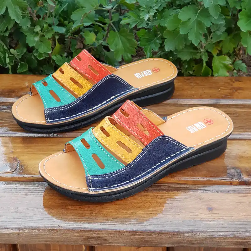 دمپایی زنانه مدل چرم طبیعی کد 02