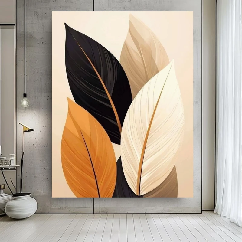 پوستر پارچه ای طرح مخمل  برگ مدل مینیمال کد PY1032