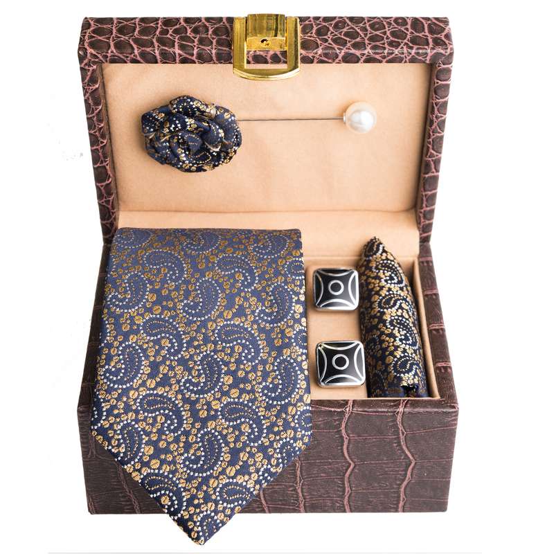 ست کراوات و دستمال جیب و دکمه سردست مردانه جیان فرانکو روسی مدل GF-PA2331RE-BOX 