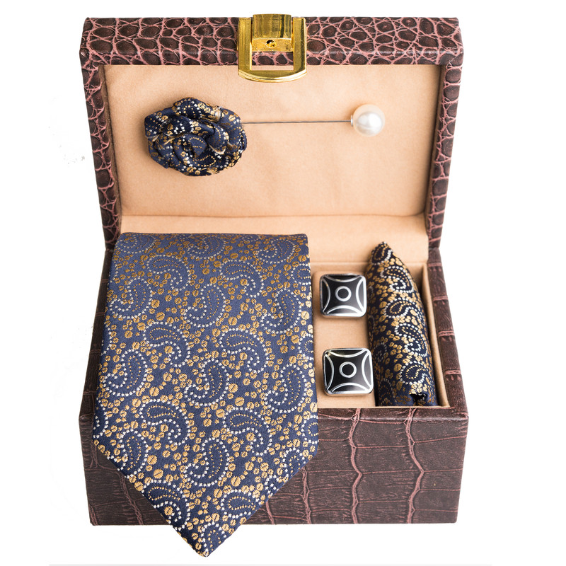 ست کراوات و دستمال جیب و دکمه سردست مردانه جیان فرانکو روسی مدل GF-PA2331RE-BOX 