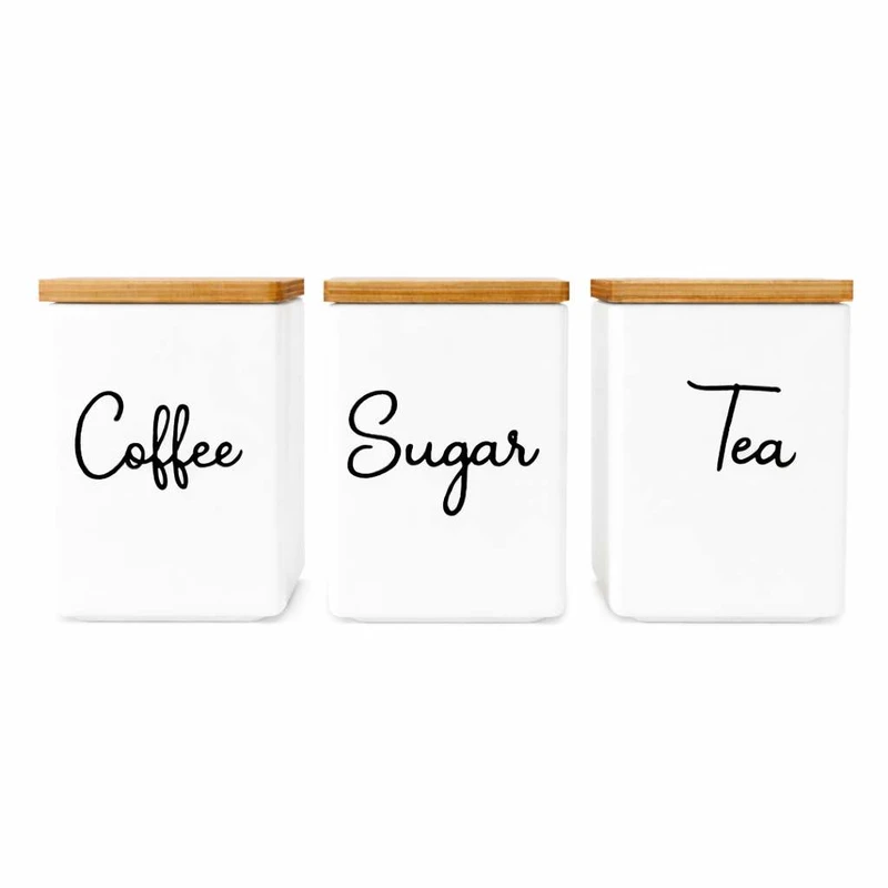 بانکه مدل سرامیکی طرح چای و شکر و کافی کد 006721 مجموعه سه عددی