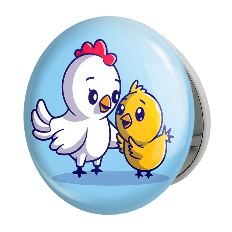 آینه جیبی خندالو طرح حیوانات بامزه مرغ و جوجه مدل تاشو کد 29652