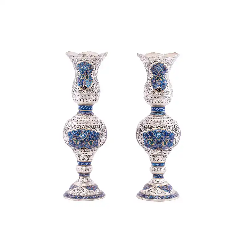 شمعدان قلمزنی طرح مینیاتور کد M060 بسته 2 عددی