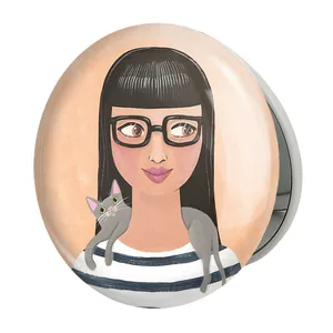 آینه جیبی خندالو طرح دخترونه مدل تاشو کد 6083 