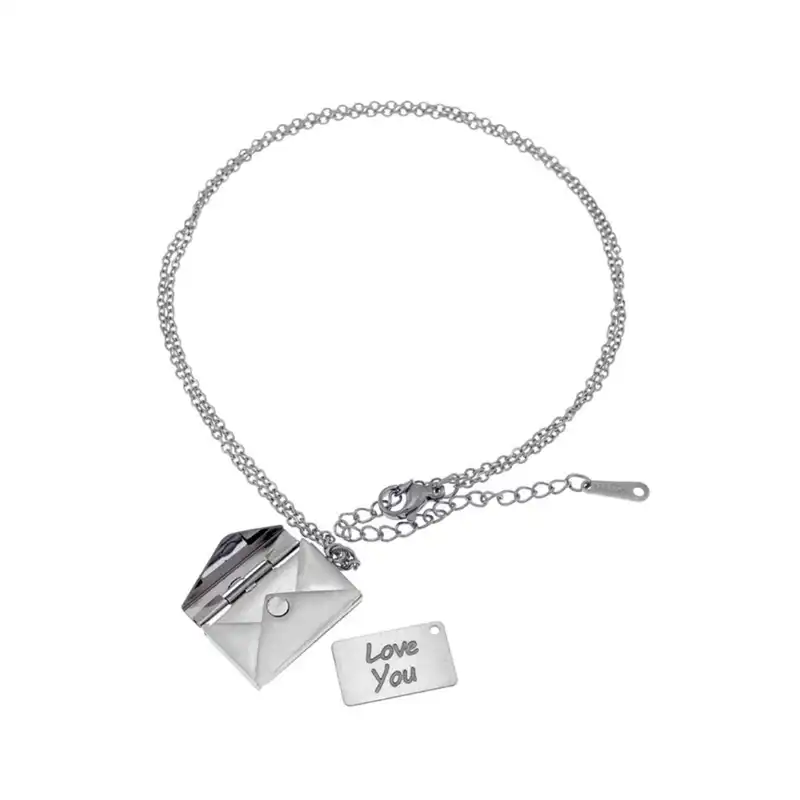 گردنبند زنانه مدل پاکت نامه عاشقانه love you