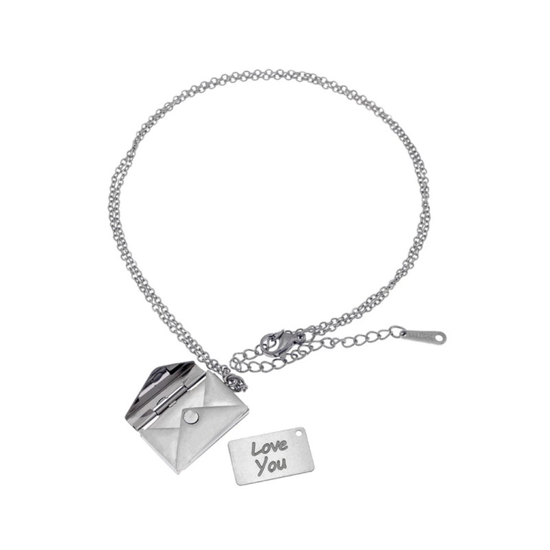 گردنبند زنانه مدل پاکت نامه عاشقانه love you