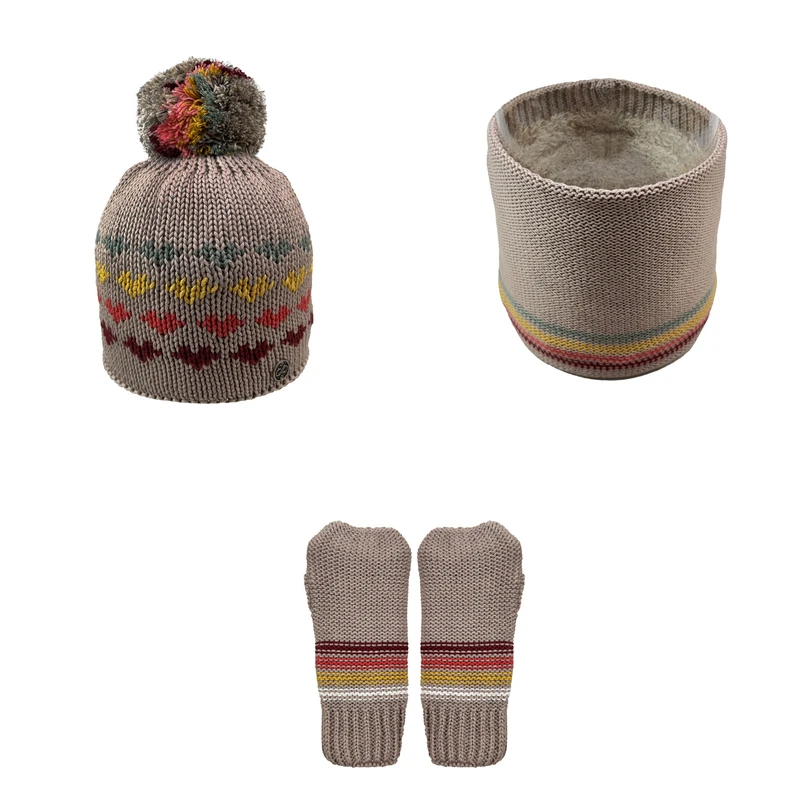 ست کلاه و شال گردن و دستکش بافتنی بچگانه اندلس مدل 67001