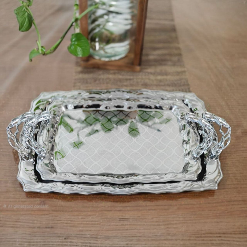 سینی دسته‌دار مدل اوریو مستطیلی کد p7890 مجموعه دو عددی