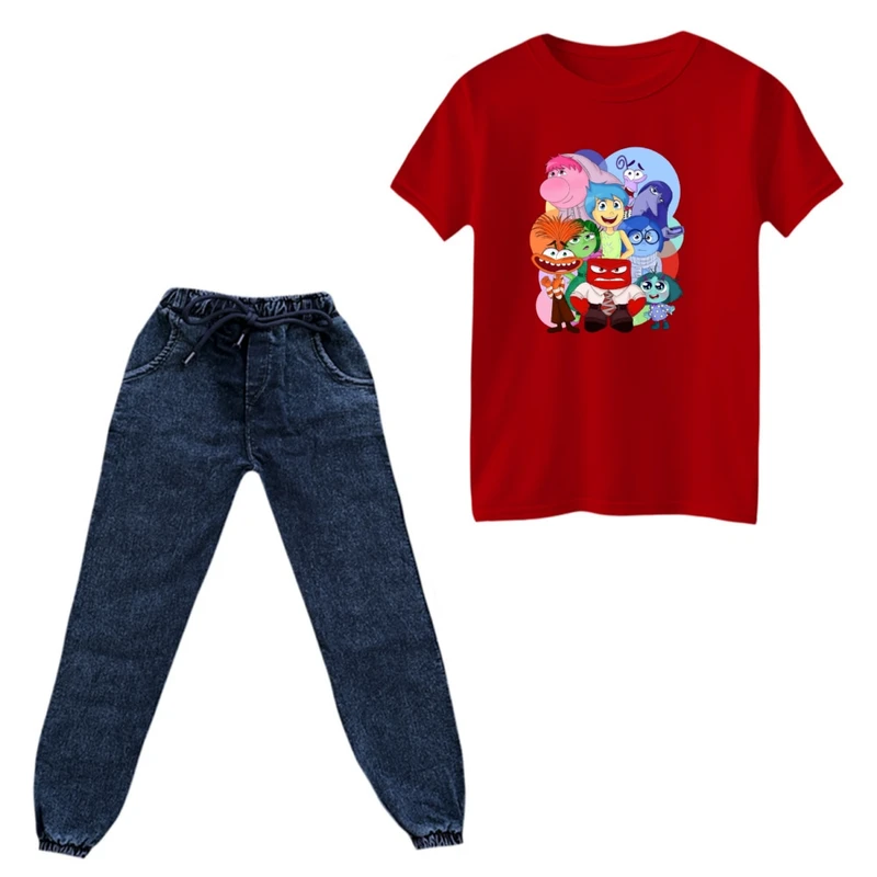 ست تی‌شرت و شلوار دخترانه مدل درون و بیرون کد 02