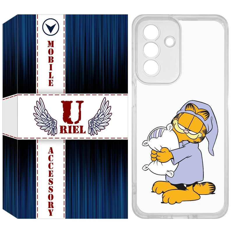 کاور یوریل مدل Clear کد 73 طرح گارفیلد خوابالو مناسب برای گوشی موبایل سامسونگ Galaxy A56