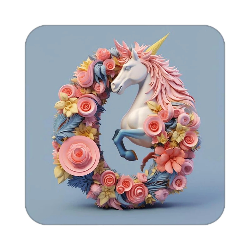 زیر لیوانی کاکتی طرح اسب تک شاخ و یونیکورن مدل mp32307