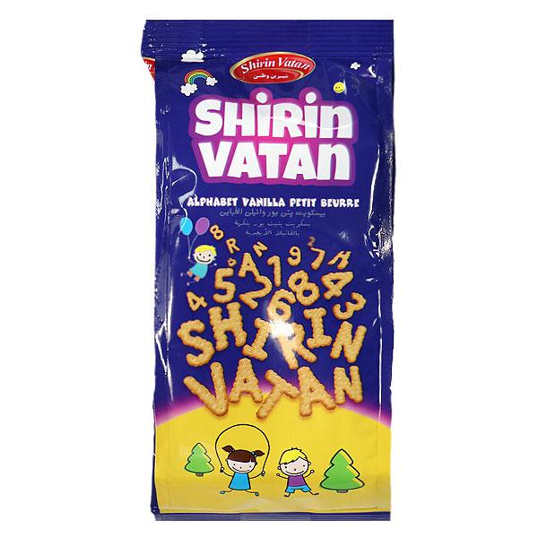 بیسکویت پتی بور وانیلی الفبا شیرین وطن - 70 گرم