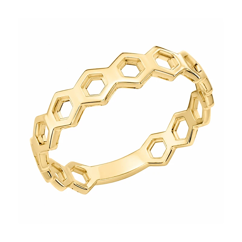 انگشتر طلا 18 عیار زنانه کرابو مدل مینیمال ریتم شش ضلعی