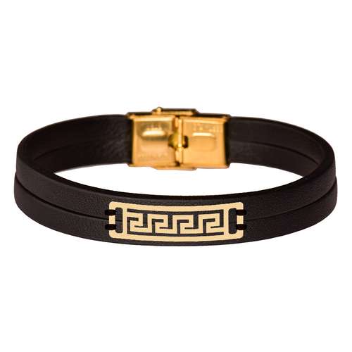  دستبند طلا 18 عیار مردانه کرابو طرح هندسی مدل Kr102381