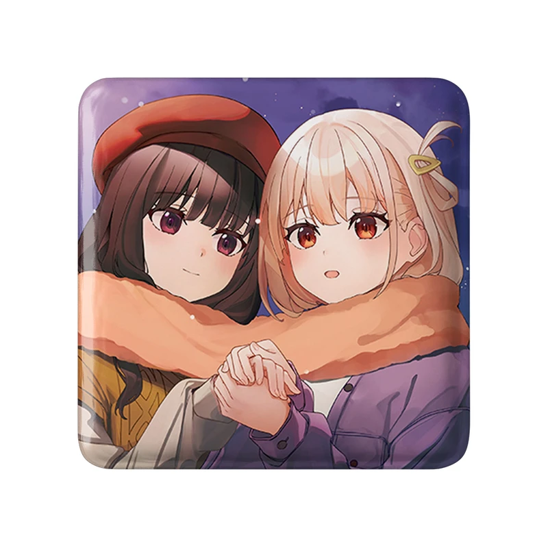 مگنت خندالو طرح تاکینا و چیساتو انیمه لیکوریس ریکویل Lycoris Recoil  مدل مربعی کد 23100