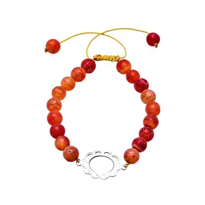 دستبند نقره و سنگ عقیق دراگون ترنم بهار طرح گل کد GH57