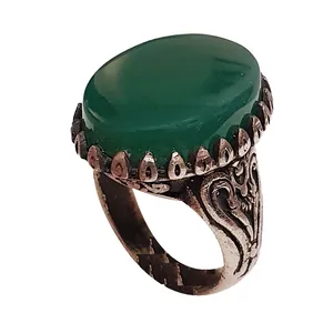 انگشتر نقره مردانه مدل عقیق آبدار جنگلی یمن AAGY5