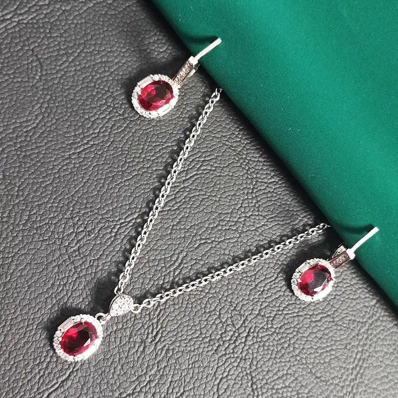 نیم ست نقره زنانه مدل جواهری  نگین دار کد NS9031