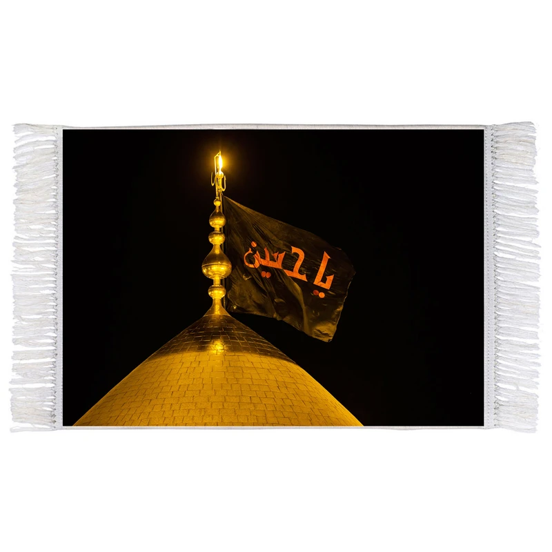 فرش ماشینی دیوارکوب اطلس آبی طرح گنبد حرم امام حسین مدل T2403