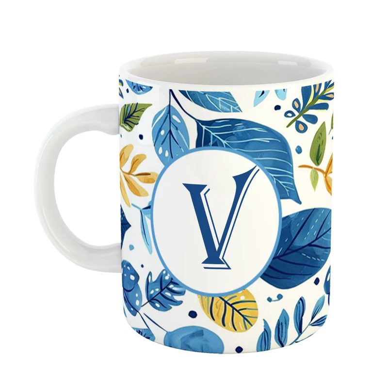 ماگ پادآفرین مدل فانتزی طرح حرف V کد 27