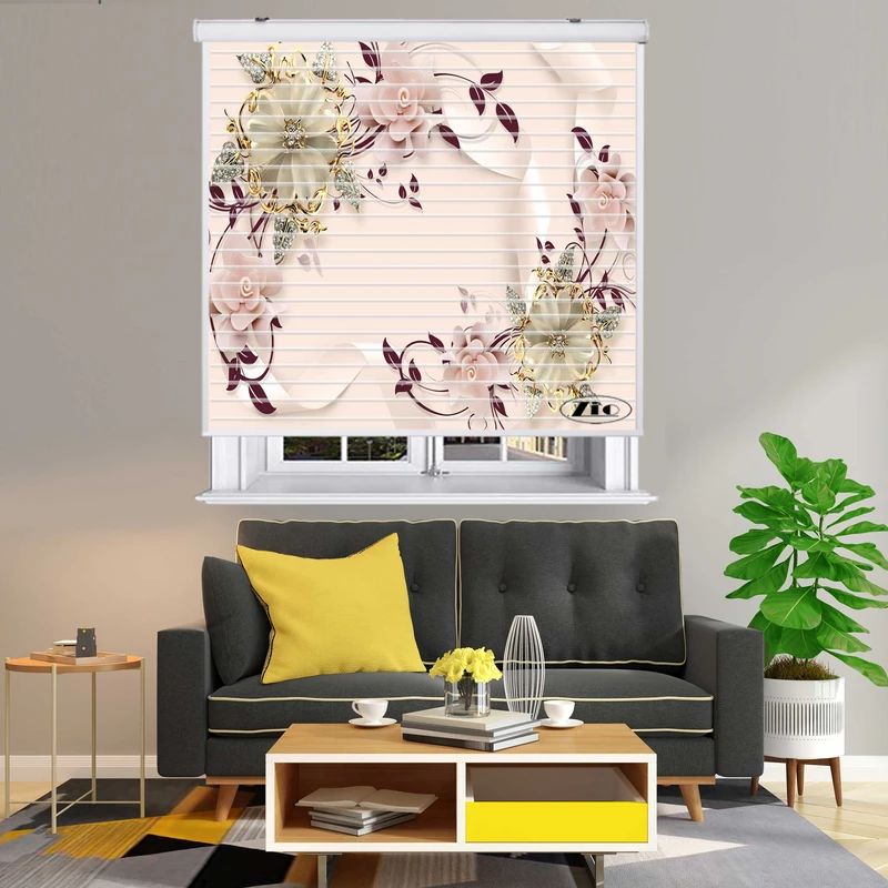 پرده زبرا زیو مدل سیلوئت 3D1265 سایز 150x150 سانتی متر