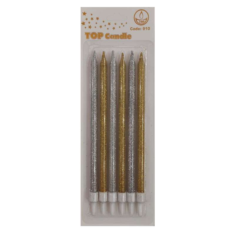 شمع تولد مدل اکلیلی کد I22V بسته 6 عددی