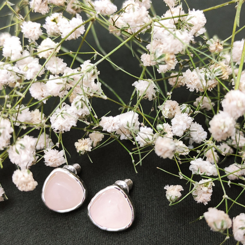 گوشواره میخی زنانه مدل E2653 ROSE QUARTZ