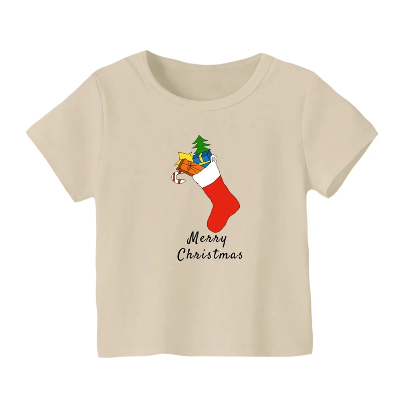 تی شرت آستین کوتاه بچگانه مدل جوراب کریسمس