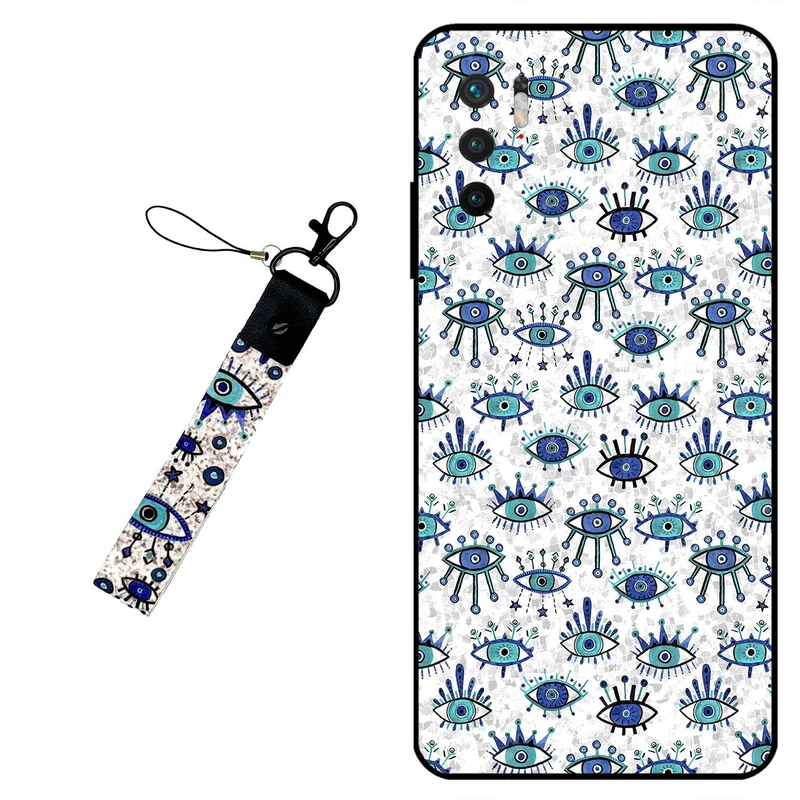 کاور مگافون طرح چشم نظر مدل 6464 مناسب برای گوشی موبایل شیائومی Redmi Note 10 5G / Poco M3 Pro به همراه بند مچی 