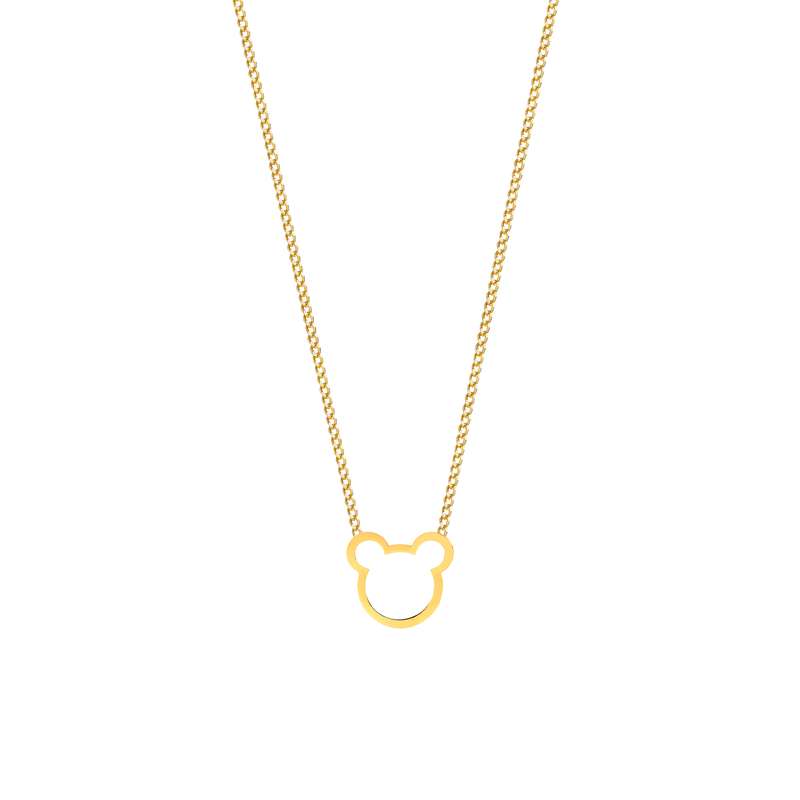 گردنبند طلا 18 عیار دخترانه ماوی گالری مدل خرس لیزری و کارتیه