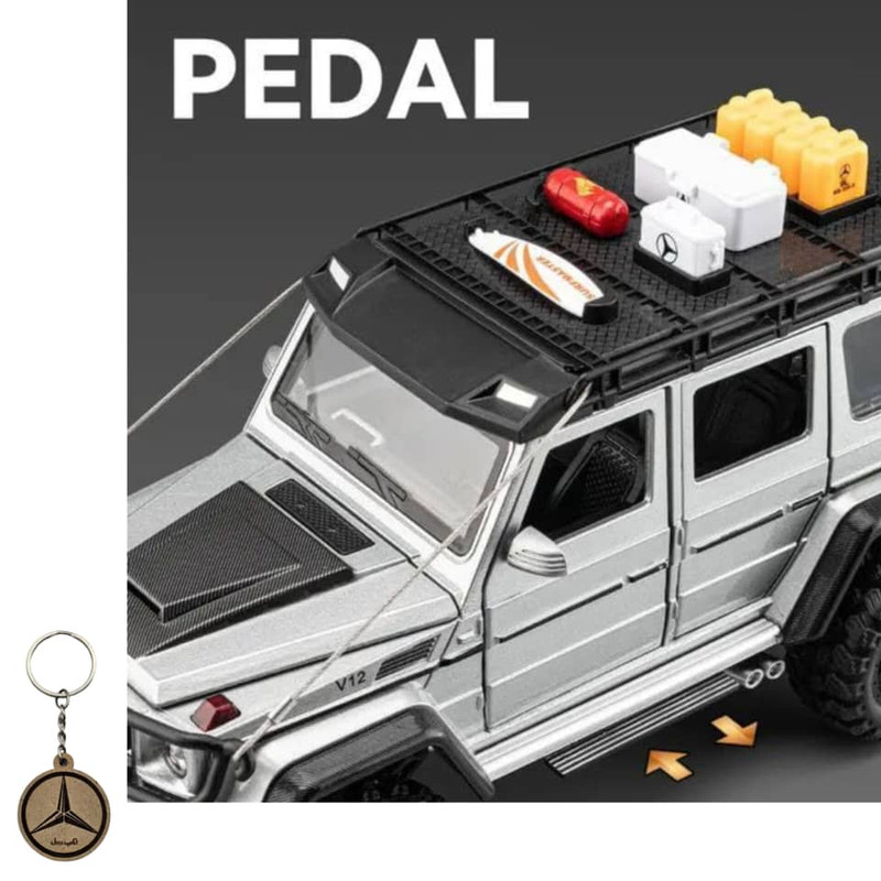 ماکت ماشین ناب سل مدل بنز جی کلاس باراباس فلزی همراه با لوازم آفرود و جاسوییچی MERCEDES BENZ BRABOS G550