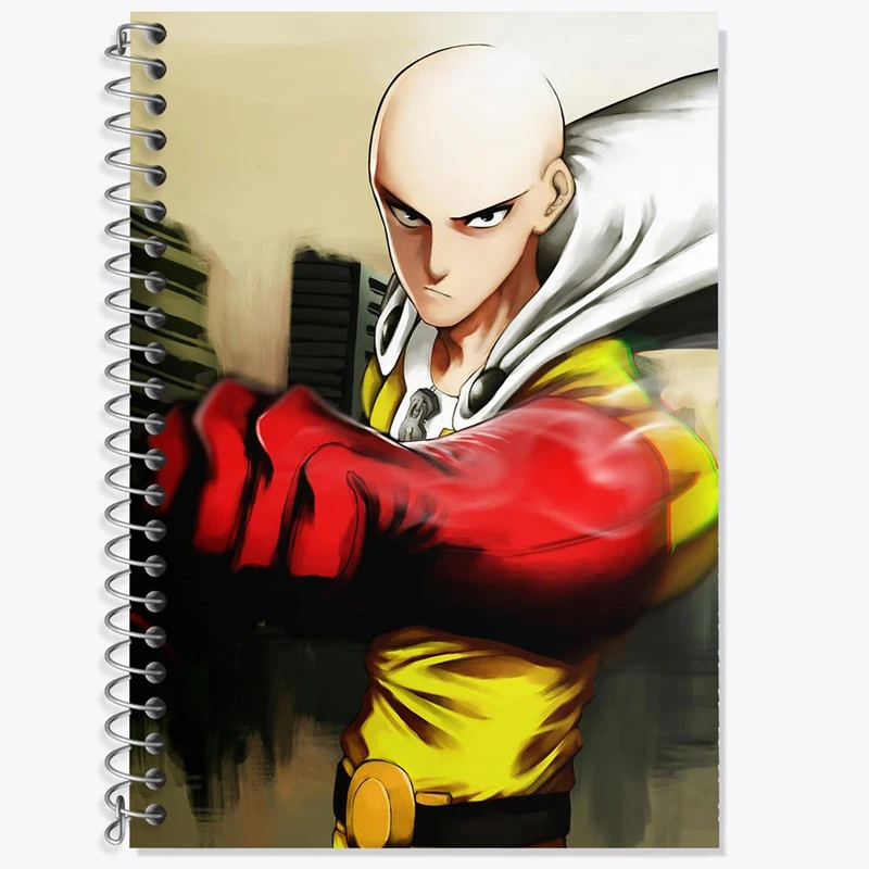 دفتر زبان 50 برگ خندالو مدل دو خط طرح سایتاما انیمه مرد تک مشتی One Punch Man کد 11386