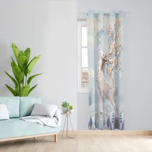  پرده مدل نوجوان و بزرگسال مخمل پانچی طرح گوزن کد 2494 سایز 140x280 سانتی متر