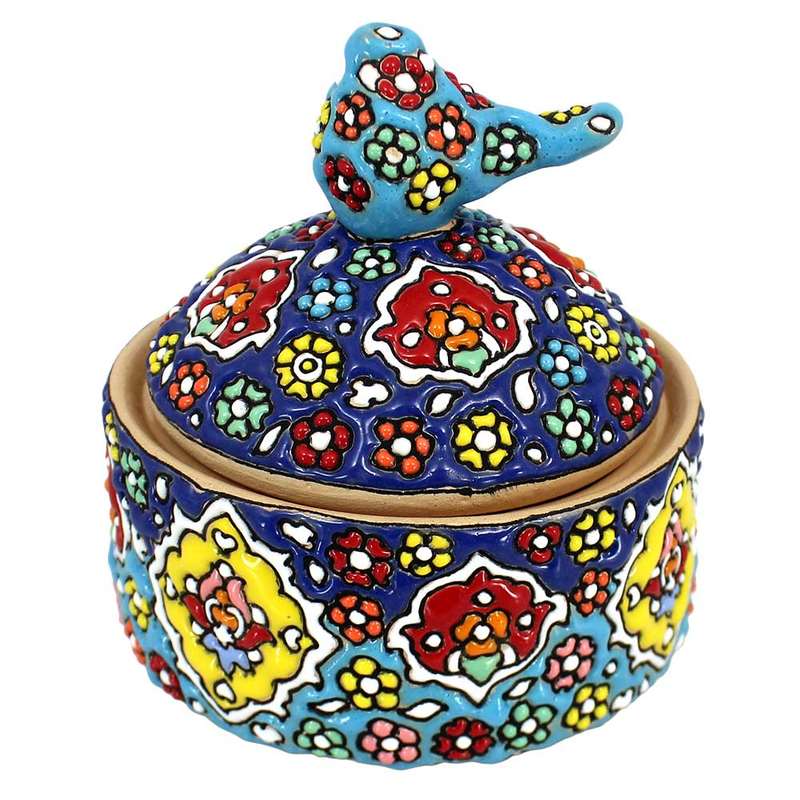 قندان میناکاری دست نگار طرح پرنده کد are-2