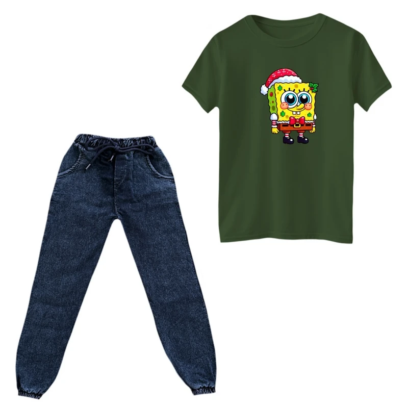 ست تی‌شرت و شلوار پسرانه مدل کریسمسی کد 03