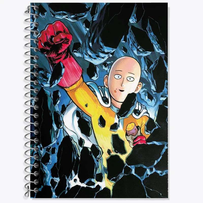 دفتر زبان 50 برگ خندالو مدل سه خط طرح سایتاما انیمه مرد تک مشتی One Punch Man کد 10528