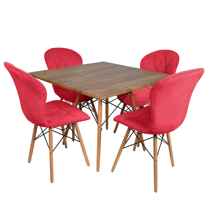 میز و صندلی ناهارخوری چهار نفره مدل ماهلین لمسه ای پایه ایفلی MCH