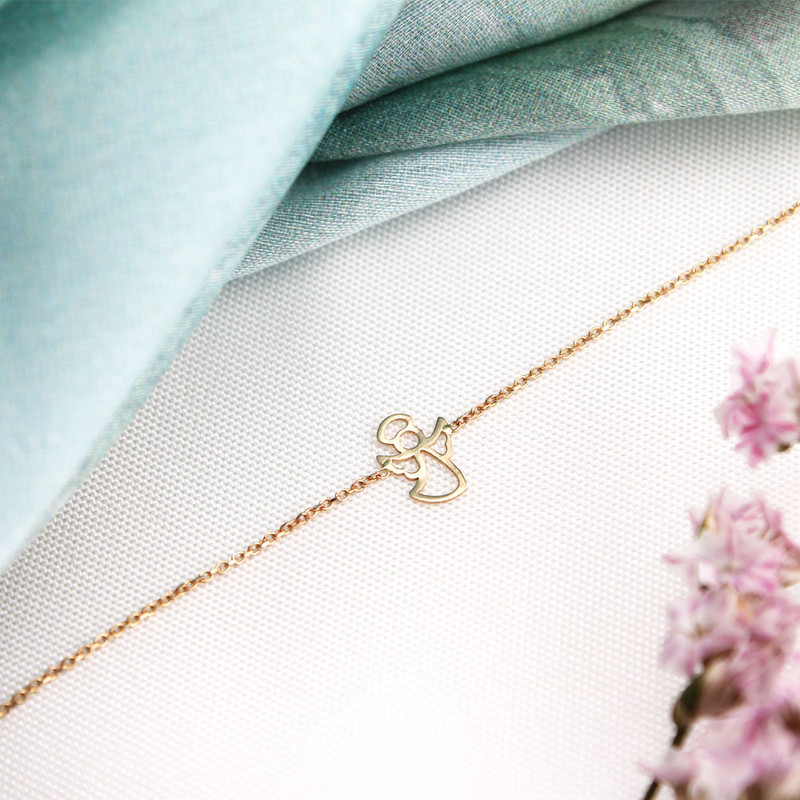 دستبند زنجیری طلا 18 عیار دخترانه الی گالری مدل فرشته