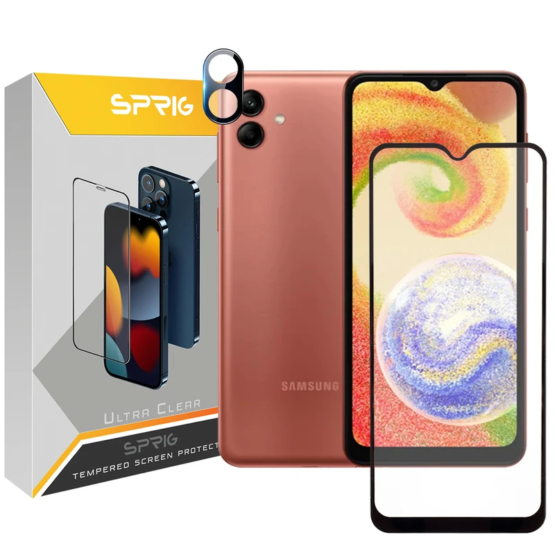 محافظ لنز دوربین اسپریگ مدل 3D-FU مناسب برای گوشی موبایل سامسونگ Galaxy A04 / A04e / F04 / M04 به همراه محافظ صفحه نمایش