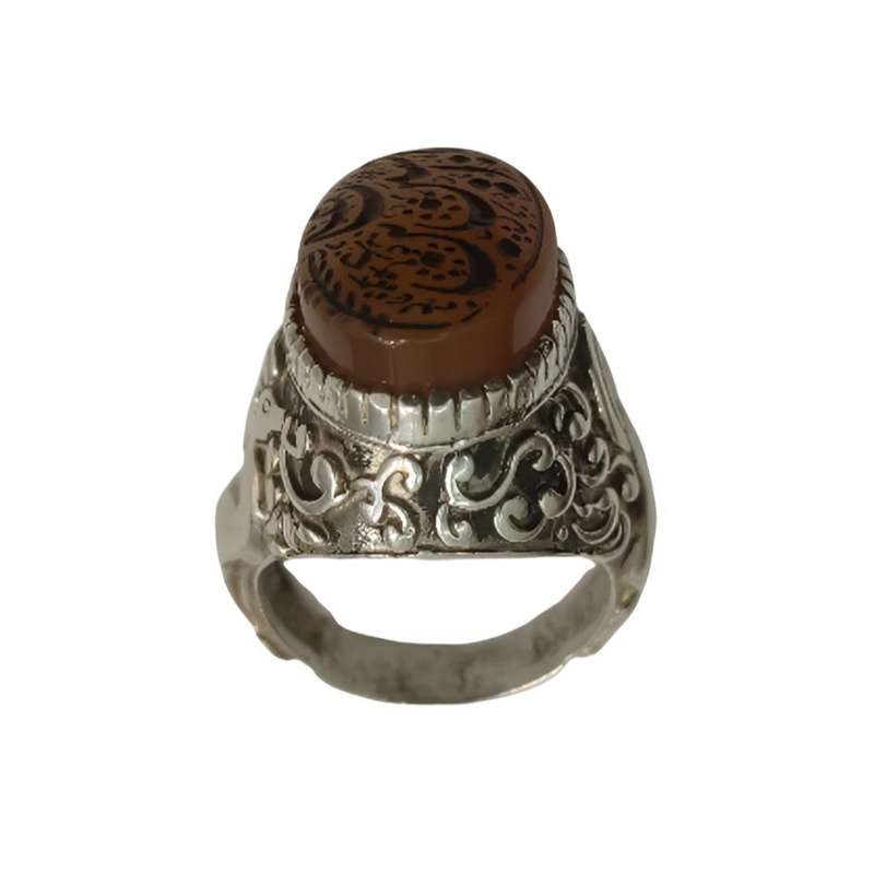 انگشتر نقره مردانه مدل عقیق یمنی