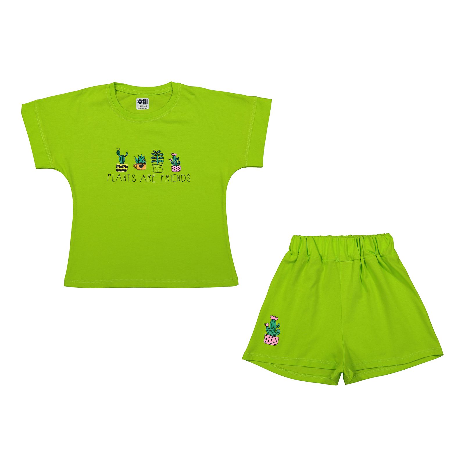 ست تی شرت آستین کوتاه و شلوارک دخترانه مادر مدل گاردن کد 92-43 رنگ سبز -  - 1