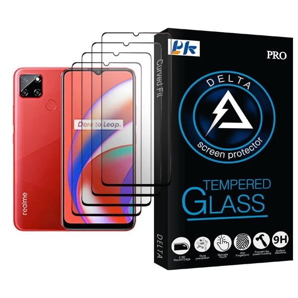محافظ صفحه نمایش پی کی مدل Delta Glass MIX004 مناسب برای گوشی موبایل ریلمی C12 بسته چهار عددی