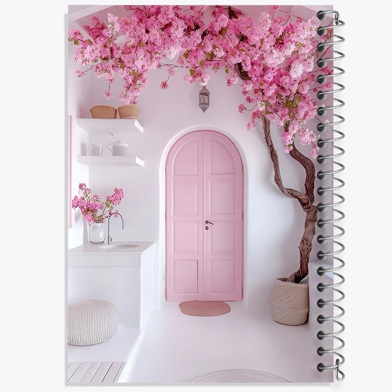 دفتر شطرنجی 50 برگ خندالو طرح خانه ی صورتی مینیمال کد F7477